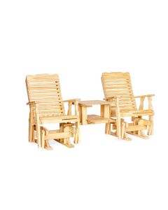 Wooden Curve Back Double Glider with Table