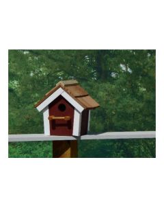 Cedar Roof Birdhouse - Red & White