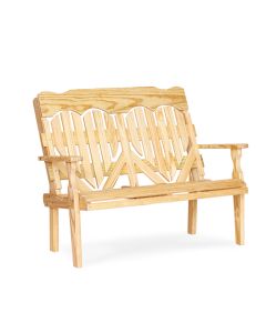 4' Wooden High Back Heart Bench