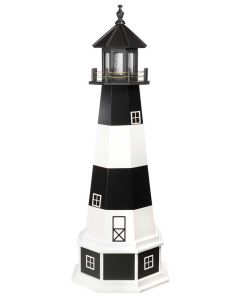 5' Amish Crafted Hybrid Garden Lighthouse - Bodie Island - Black & White - with added base
