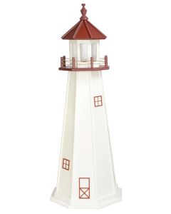 5' Amish Crafted Wood Garden Lighthouse - Marblehead - White & Cherrywood