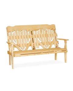 5' Wooden High Back Heart Bench