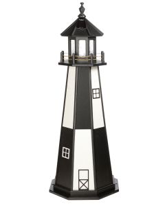 5' Amish Crafted Hybrid Garden Lighthouse - Cape Henry - Black & White - no base