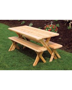 4' Cedar Crosslegged Picnic Table w/ 2 Benches - Unfinished