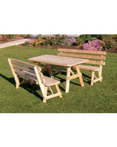 4' Cedar Traditional Table w/ 2 Backed Benches - Unfinished