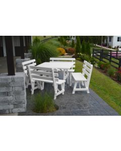 43" Square Yellow Pine Picnic Table with 4 Backed Benches  - White