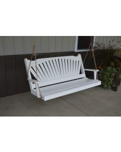 4' Fanback Yellow Pine Porch Swing - White