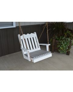 2' Royal English Garden Yellow Pine Chair Swing - White w/ Cushion