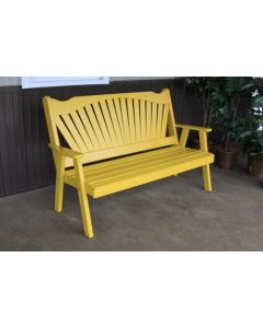5' Fanback Yellow Pine Garden Bench - Canary Yellow