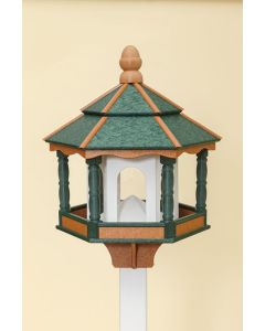 Large Hexagon Poly lumber Bird Feeder - Green/Cedar/White