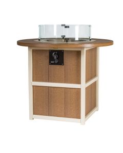 42" SummerSide Round Fire Bar Table - Antique Mahogany & Ivory