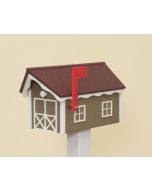 Classic Dutch Barn Poly lumber Mailbox - Weatherwood Base/Cherry Roof/White Trim